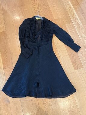 Catherine Malandrino  Button-Front Long Sleeve Shimmer Midi Dress